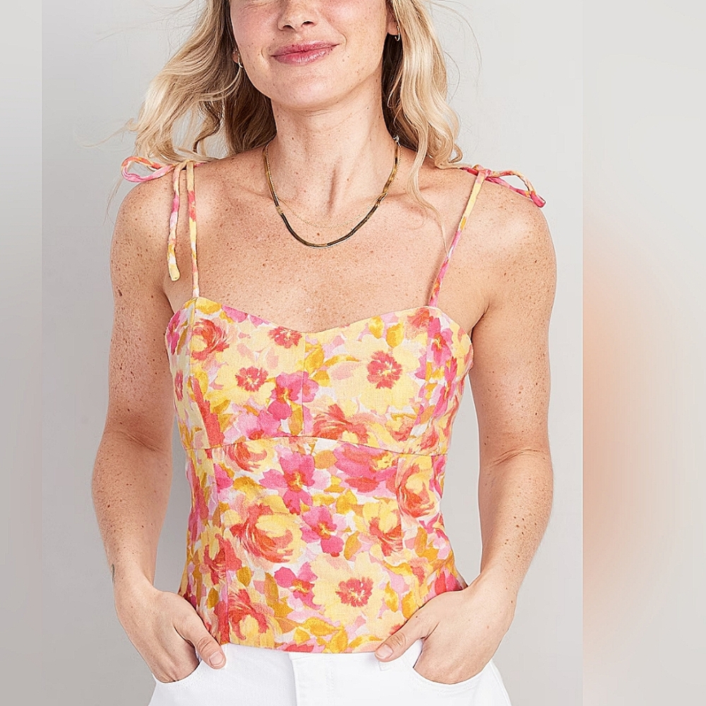Old Navy linen blend floral top